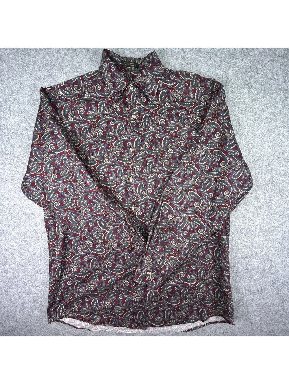 Vintage Club Room Paisley Button Up Shirt Mens S Cotton Long Sleeve Multicolor